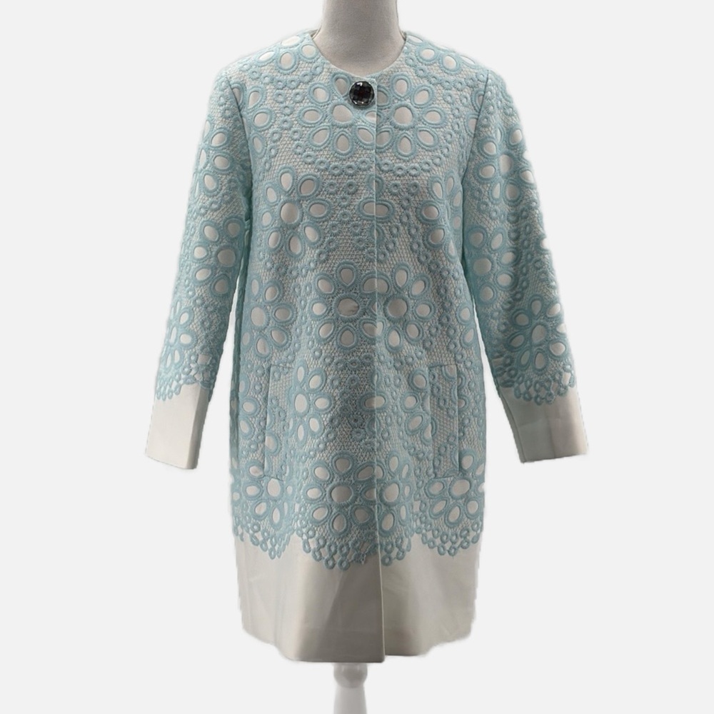 Savida Floral Lace Embroidered Occasion Jacket/coat in Light Blue - NWOT - Small
